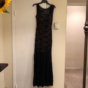 Black lace evening gown